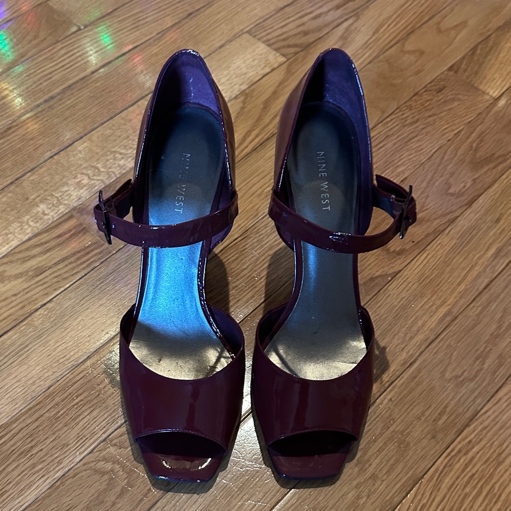 Nine West Dark Red Strappy Heels - Picture 2 of 6